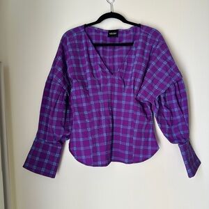 Rachel Comey Purple and Blue Plaid Blouse